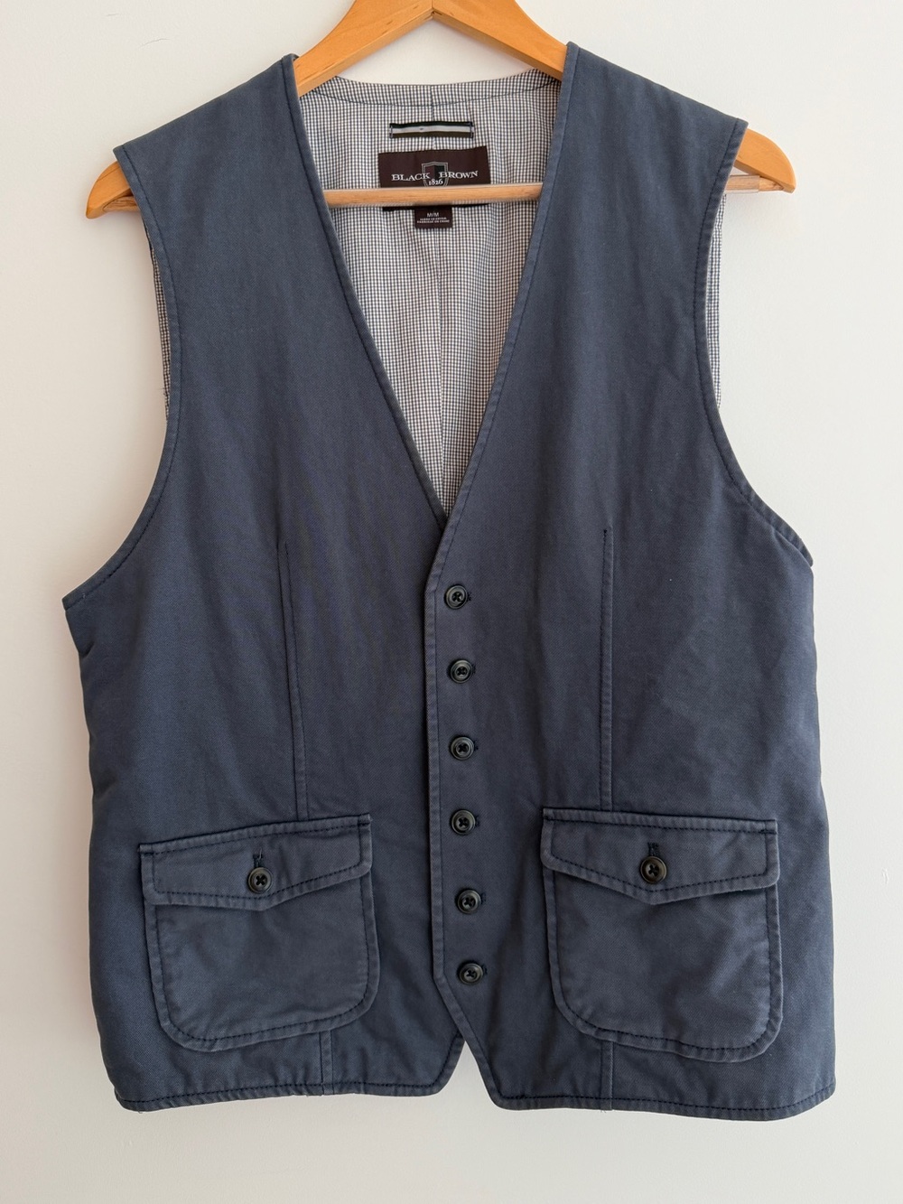 BLACK BROWN 1826 Button Front V Neck Vest Waistcoat Utilitarian Academia Casual